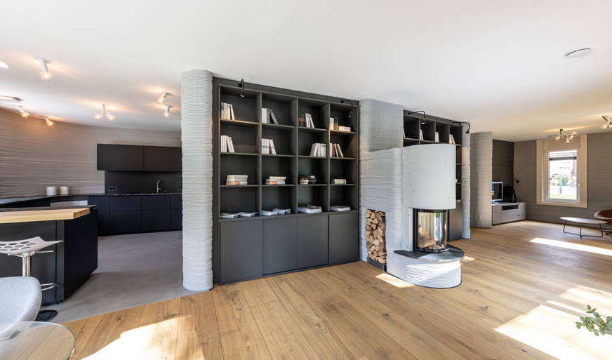 Ein 3D-gedrucktes Haus von innen