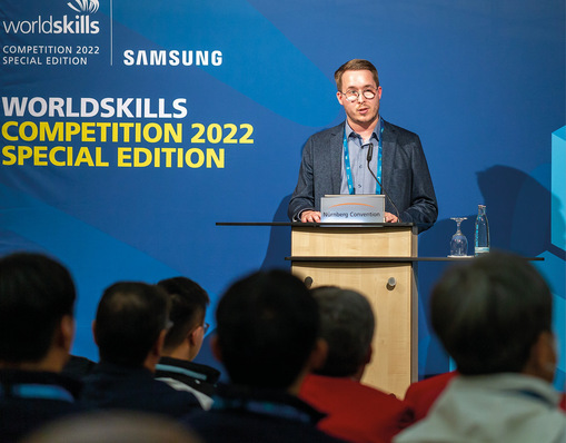 1 Als Mitglied des WorldSkills Champions Trusts sprach Daniel Reimann bei der Eröffnung der WorldSkills Competition 2022 Special Edition in Nürnberg.